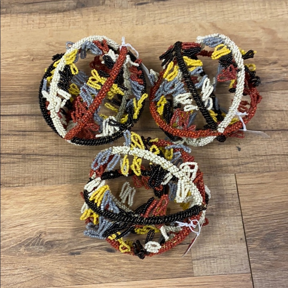 Pier 1 Set of 3 Beaded Decorative Orbs NWT